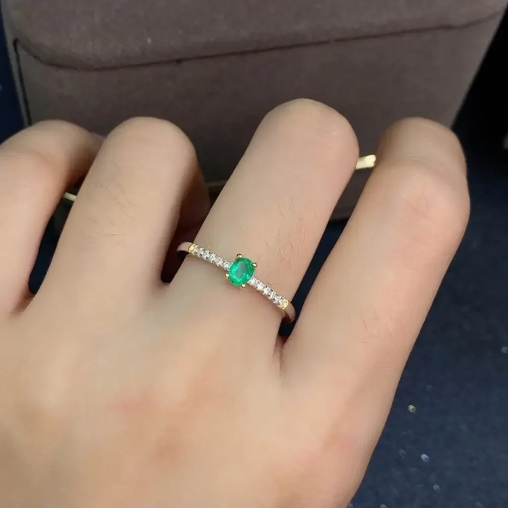 Natural Emerald Ring Carrying Certificate 925 Sterling Silver Ladies Fashion Fine Jewelry Support Testing