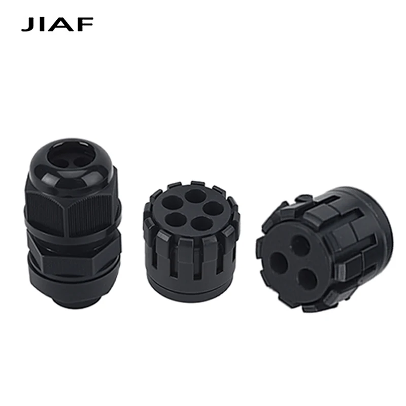 10PCS More Holes Waterproof Plastic Cable Gland M20*1.5 With Tow Holes M25*1.5 Nylon Gland M32*1.5 Black Grey Seal Joint M16
