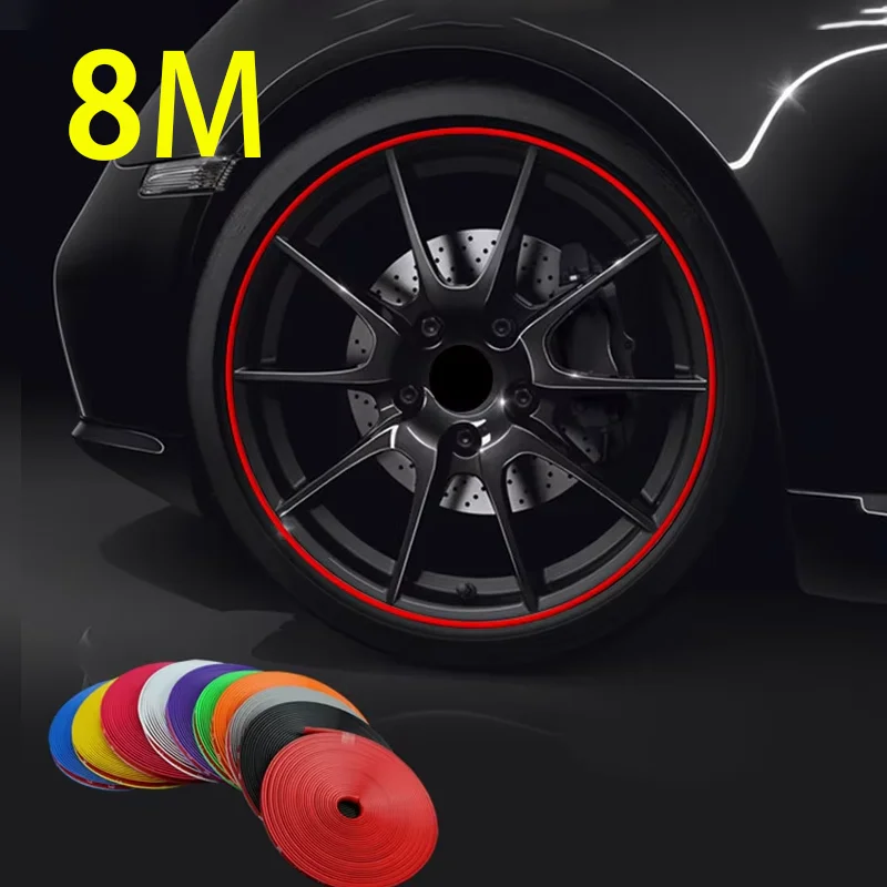 8M Car Vehicle Color Wheel Rims Protectors Decor Strip Tire Guard Line Rubber Mounding Trim Tire Guard Line Car Styling