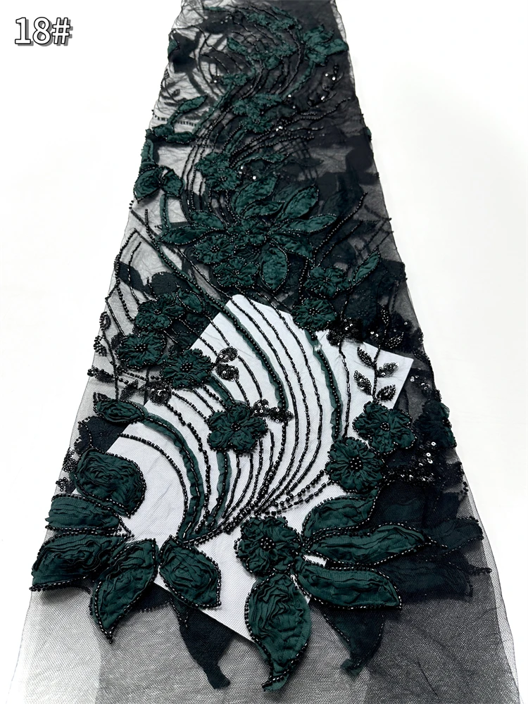 Africa Nigerian Beads French Mesh Lace With Sequins High Quality 2025 Embroidery Lace Sequins Fabric For Wedding Dresses Women