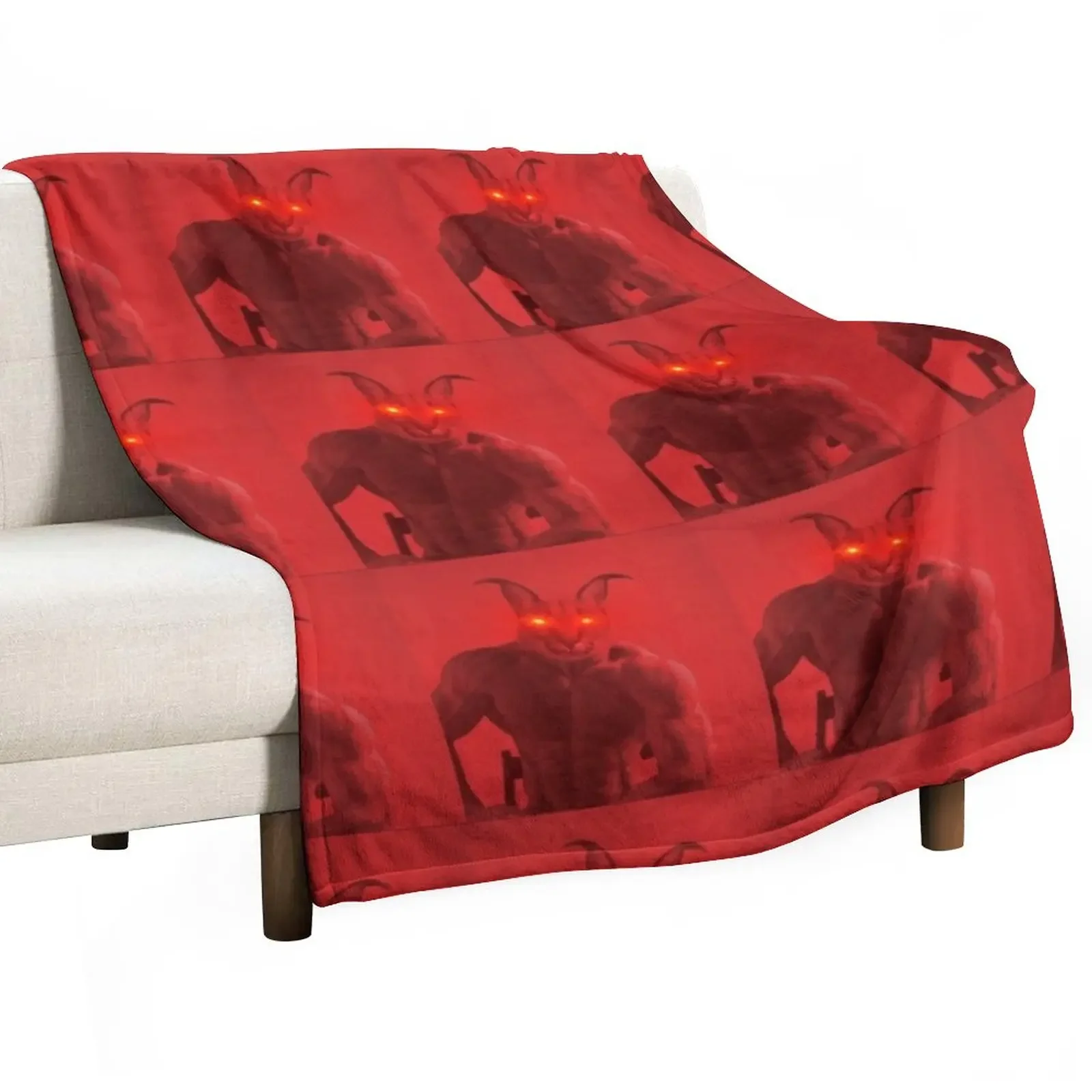 RED ANGRY CHAD FLOPPA CAT \ CARACALS \ GIGA CHAD CAT \ GIGA CAT / MUSCLE FLOPPA CAT Throw Blanket Cute Blanket Plaid