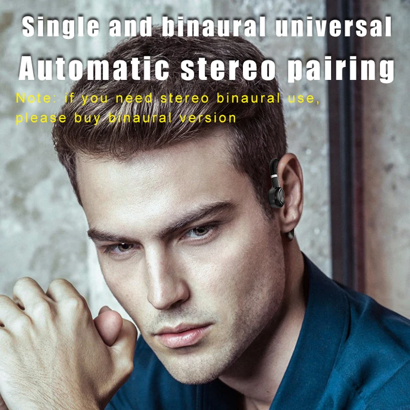 Sem fio Binaural Stereo Business Headset, condução óssea não está no ouvido Driving Earphones, bateria grande Touch Buttons