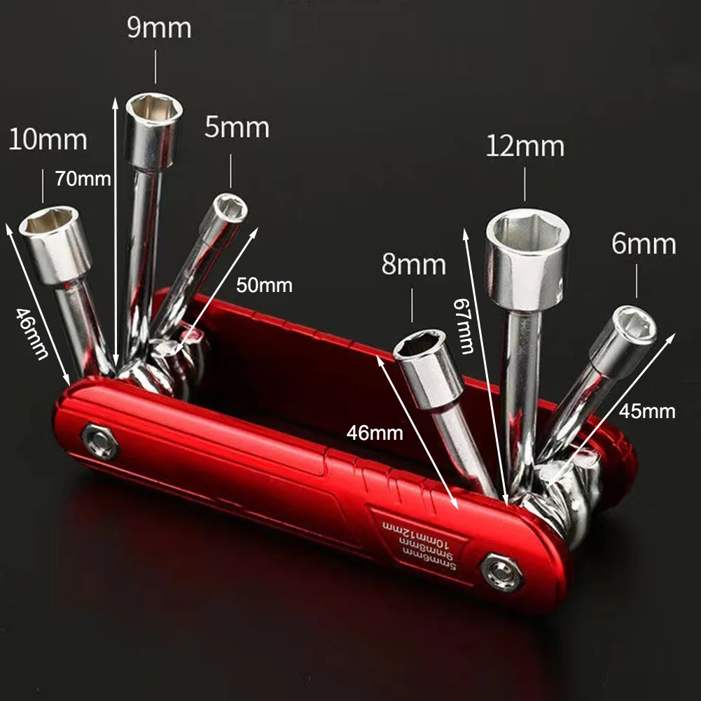 For Mechanical Maintenance Hex Spanner Set Folding Socket Wrench Home And Outdoor Use 5mm To 12mm Sizes Automobile Repair Tools