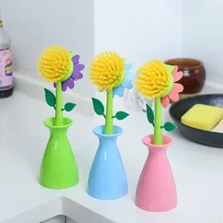 Vase Shape Flower Long Handle Wash Pot Brush Kitchen Dish Sink Hearth Cleaning Tool Bathroom Removable Shape Brush Washing Tools