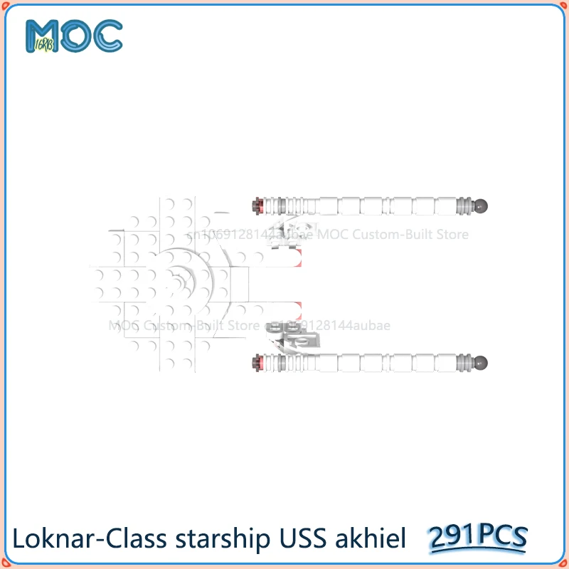 Loknar-Class Starship USS Akhiel Model MOC Building Blocks Bricks DIY Assemble Space Creative Display Toys Xmas Gifts 291PCS