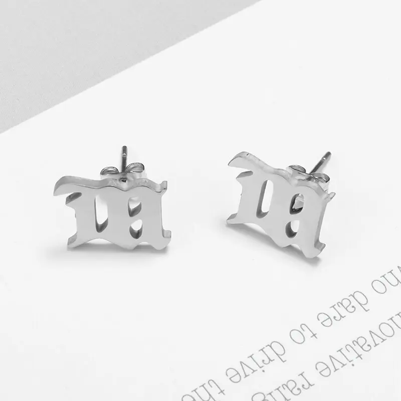 Fashion Silver Color Letter Hollow Stud Earrings Suitable for Women Punk Statement Earrings Women Hip Hop Party Jewelry Gifts