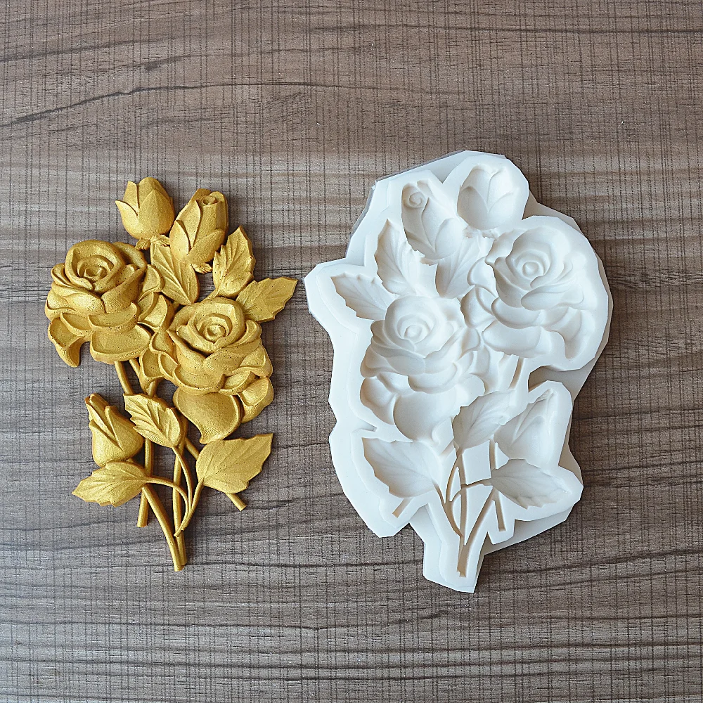 3D Rose Chocolate Candy Wedding Cake Decoration Tool Kitchen Baking Soft Candy Silicone Mold Fondant Mold