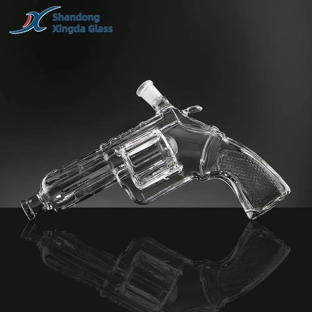 Wholesale Hand Made Glass Whiskeytequil Vodka Bottle Revolver Pistol  Shaped Liquor Decanter Sets Manufacturer