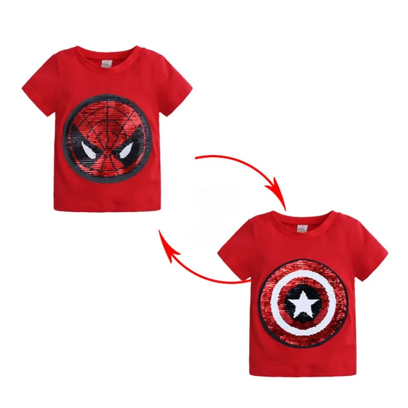 Économie à paillettes Spider-Man pour enfants, Économie animés, Économie super-héros, Économie en coton pour garçons et filles, Économie d'été, Vêtements de Noël