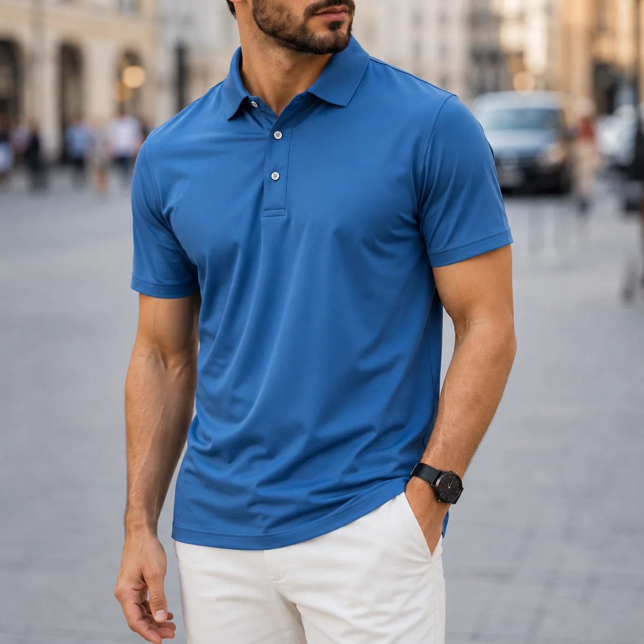 Men's Quick Dry Polo Shirt Summer Breathable Short Sleeve Business Casual Office Golf Lightweight Solid Color Performance Top