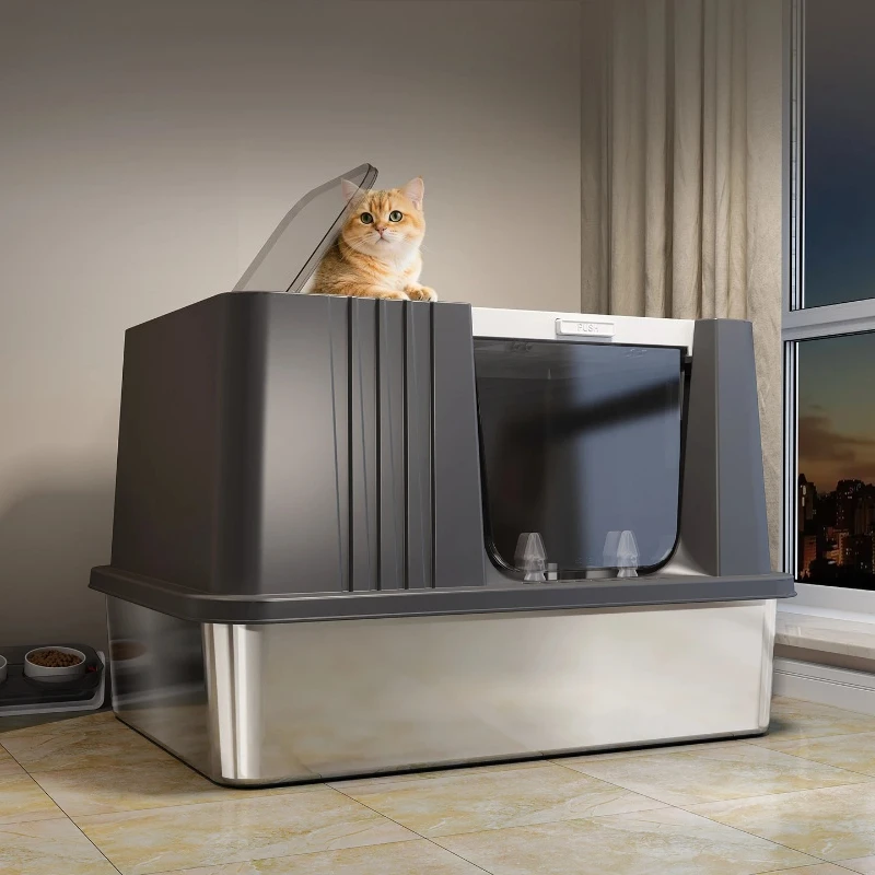

Large Stainless Steel Cat Litter Box Enclosed Anti-Splash Toilet Odor-Proof & Non-Spill Design for Cats Premium Pet Supplies