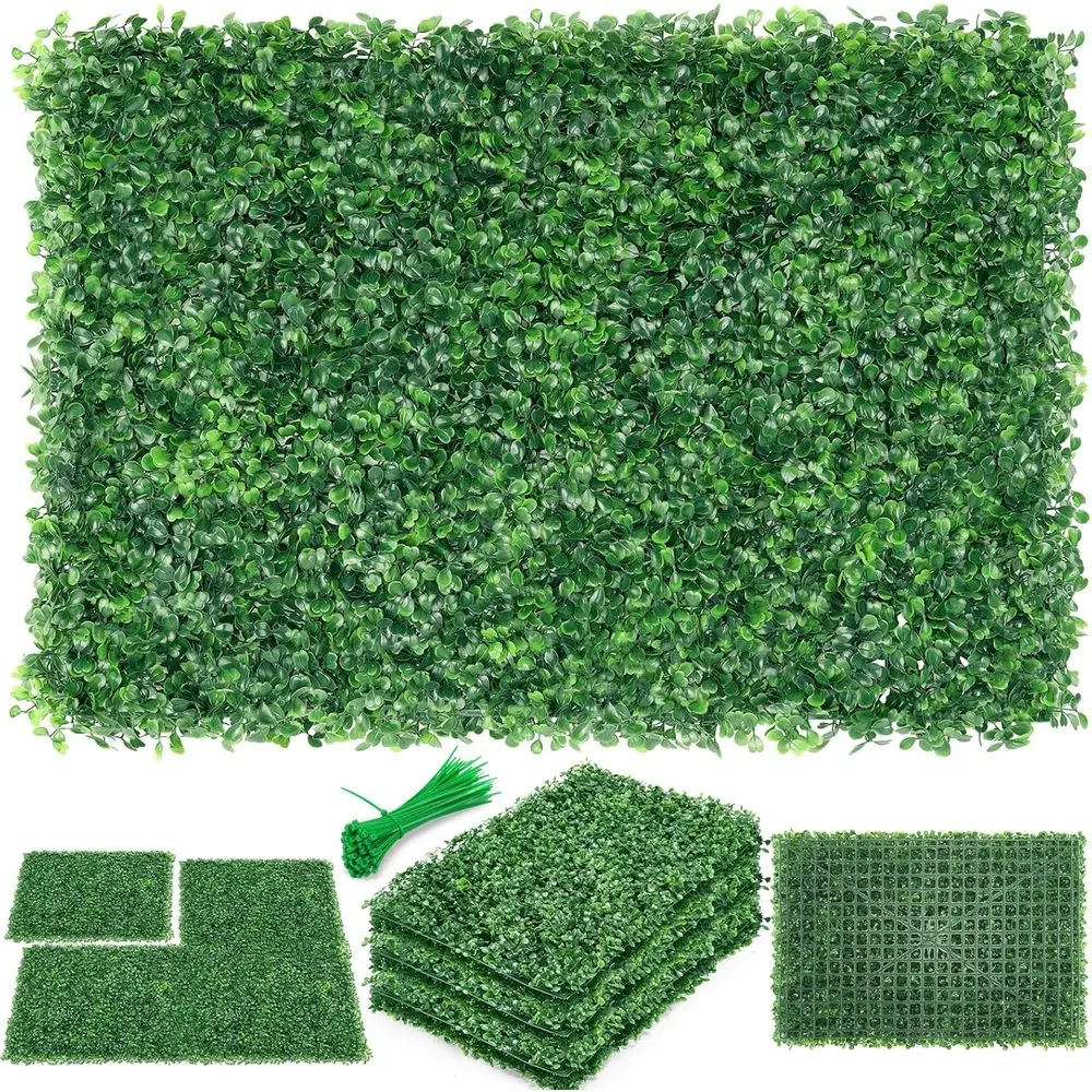 36-Piece Artificial Boxwood Hedge Panels for Indoor/Outdoor Wall Decorations and Garden Backdrops