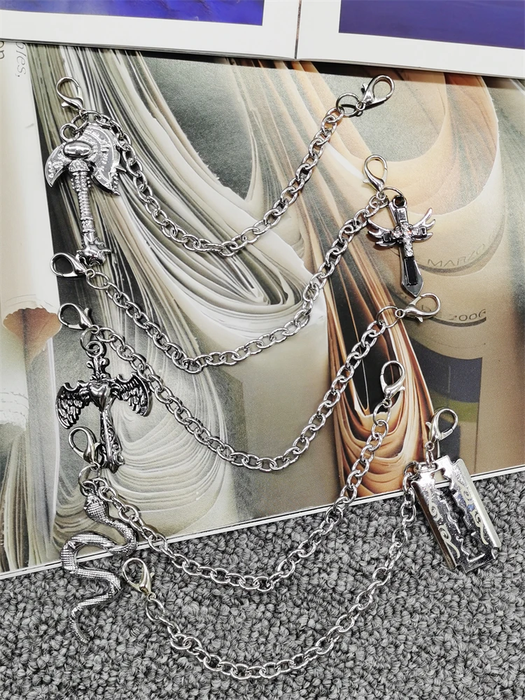 1 Stück Punk Bling Kreuz-Schuhkette Dekoration Vintage Silberfarbene Klinge Schuh-DIY-Zubehör Personalisierter Axt-Schuhclip Schlangen-Schuh-Charm – Detail 4