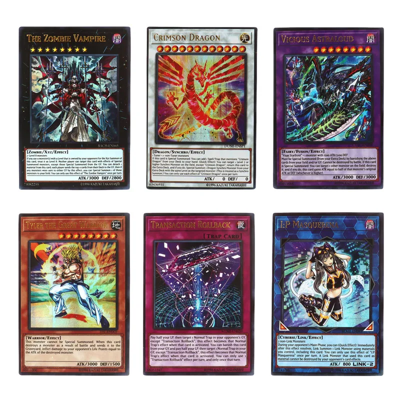 72 szt. Karty YU GI OH ze złotą literą Proxy Błyszcząca struktura konkursowa Tyler Kurikara Markowe karty Yugioh w języku angielskim