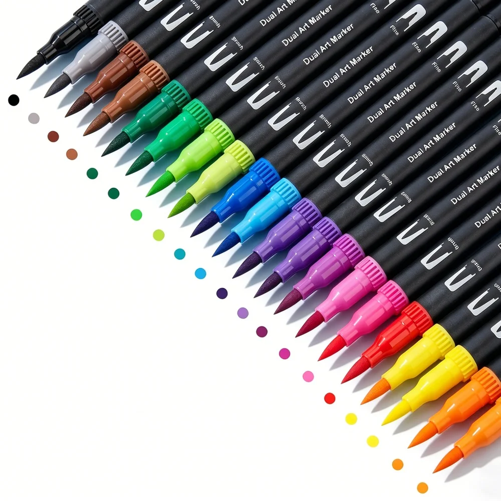 

12/24/36/48/60 Colors Dual Tip Art Markers Water-Based Smooth Coloring Pen for Coloring Books Journal Diy Art Craft Supplies