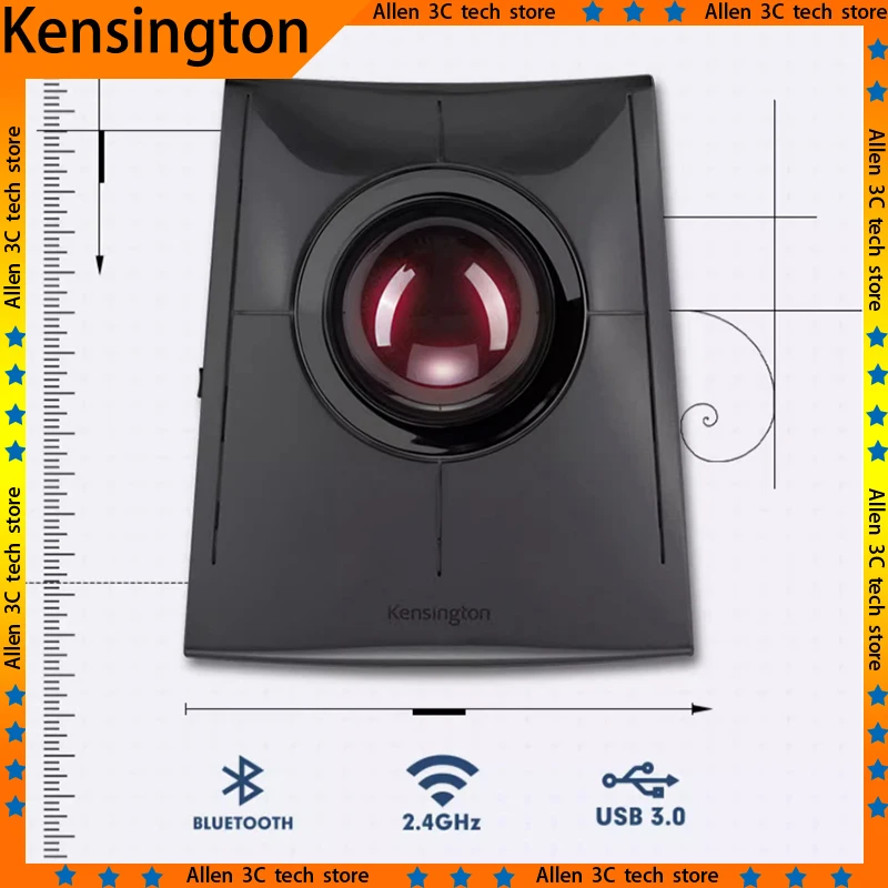 Kensington SlimBlad Pro Trackball Mouse Wireless Mouse Tri-Mode Bluetooth Rechargeable For Office Laptop AutoCAD Graphic Design