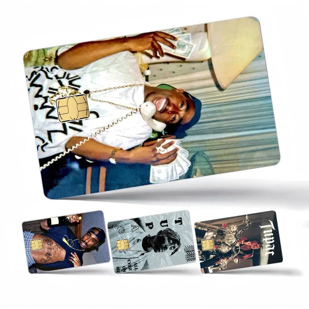 1 Stück Tupac Shakur Cartoon 4-teiliges Set Kreditkarten-Aufkleber für Bankkarten, Bus- und U-Bahn-Karten, Wasserfeste Aufkleber als Geschenk für Frauen