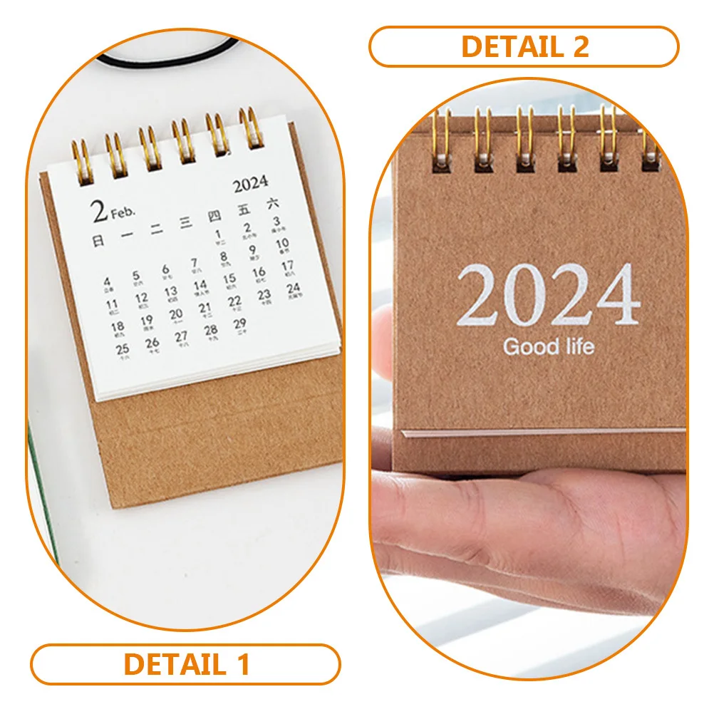 

Small Table Calendar 2024 Sturdy Non-Warp Paper Material Easy to Use Schedule Tracker for Work Home Planning Minimalist Desk