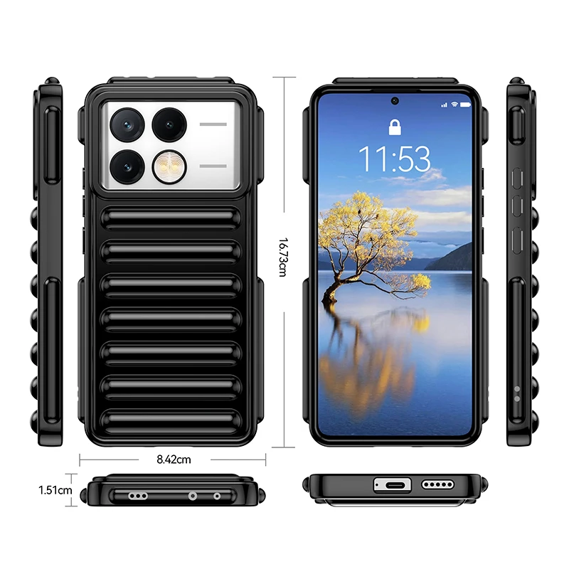 For Poco X6PRO Case Luxury 6D Shock-absorbing Capsule Phone Case for Xiaomi 14 Ultra POCO X6 M6 F6 Pro C65 C61 Solid Color Cover