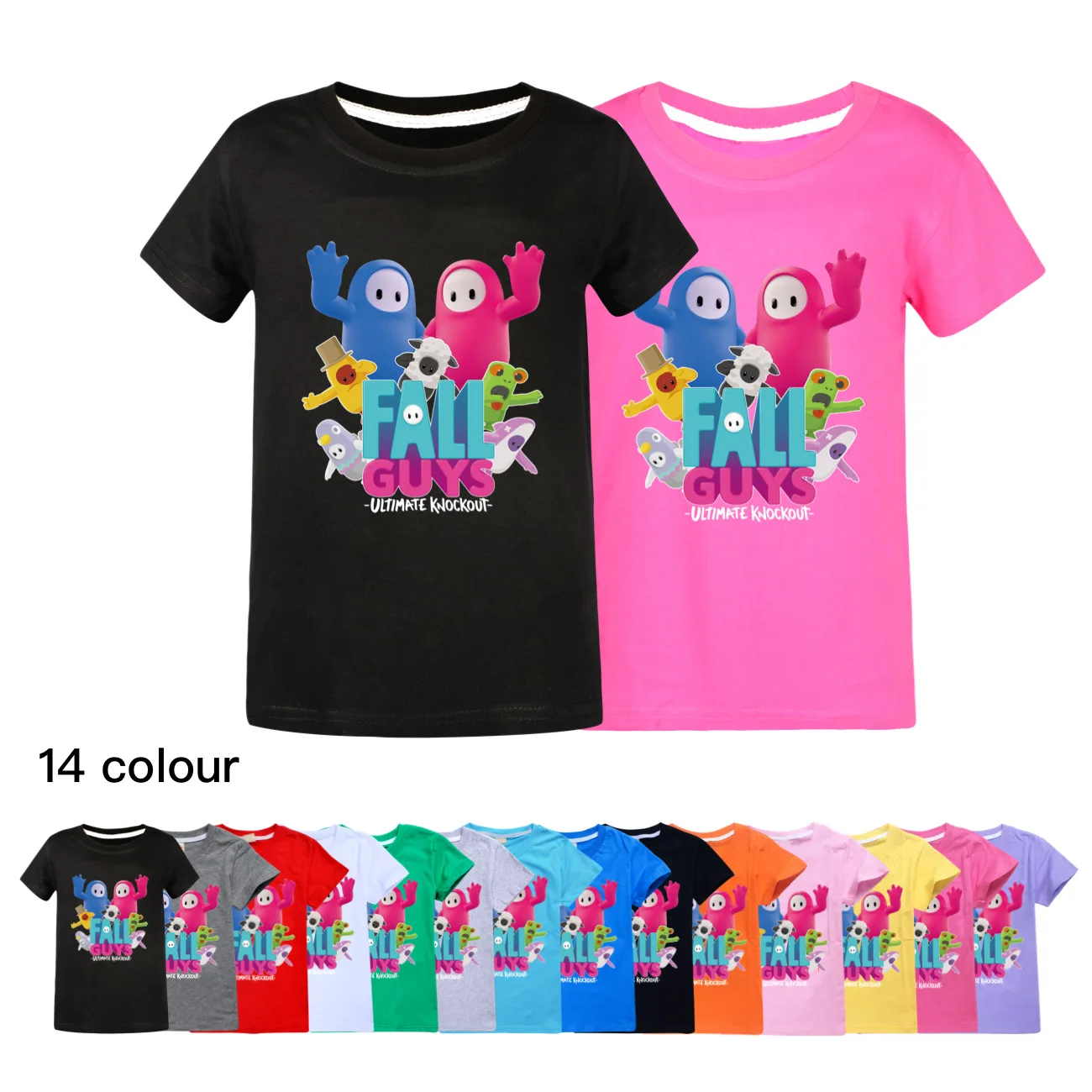 

Summer Fashion Kids fall guys TShirt Girls T-Shirt Baby Boys 100% Cotton Tops Toddler Tees Short Children Cartoon Clothing1883