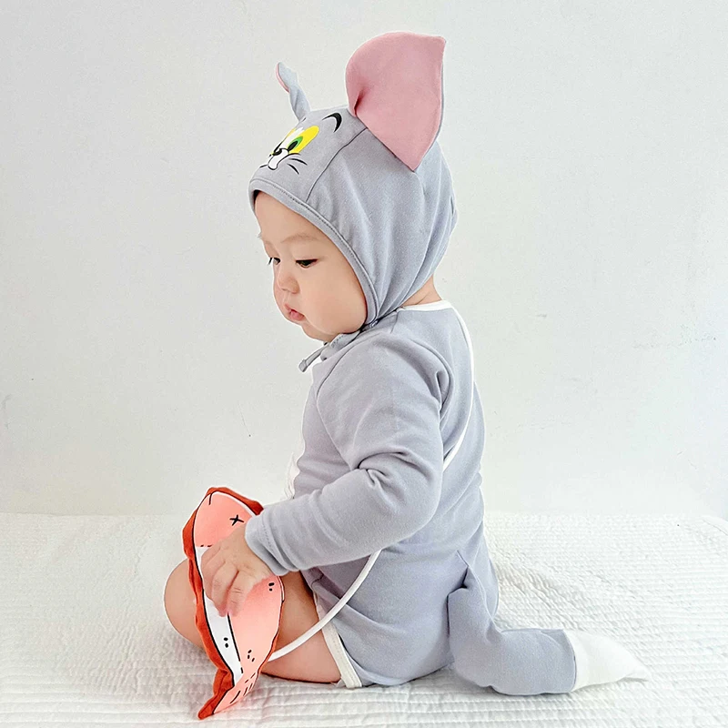 2024 nuovo arrivo Cartoon Toddler Cat Halloween pagliaccetto Animal Fancy Dress Up Baby Mouse Costume infantile