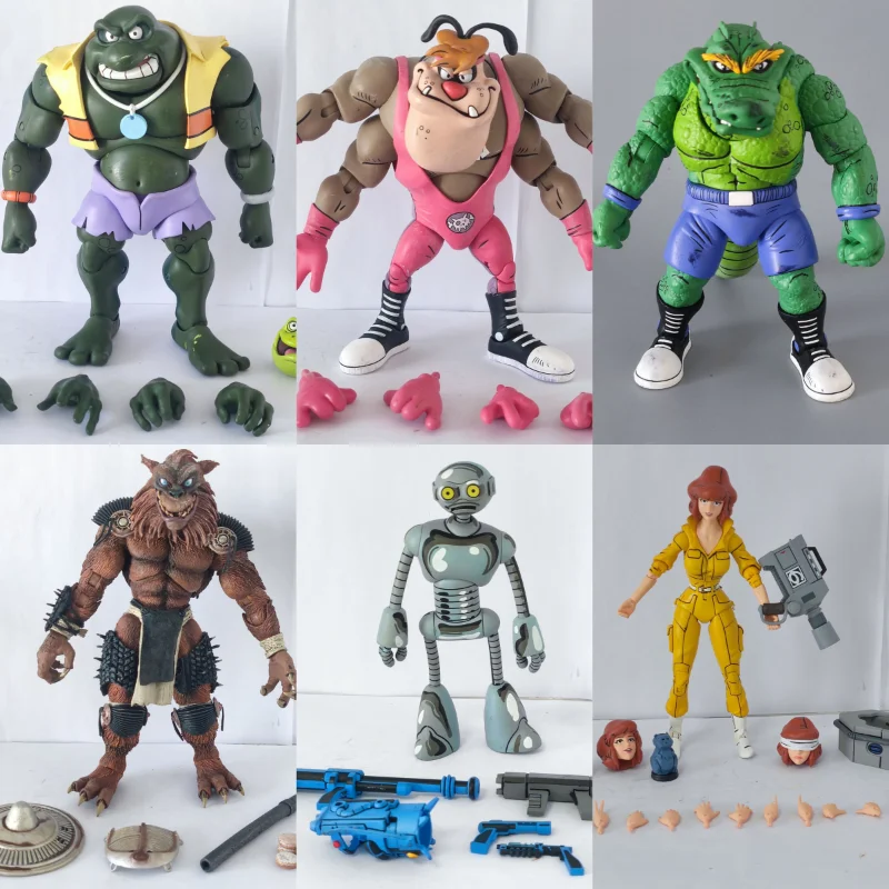 Original in Stock Neca Ninja Turtles Wrestler Crocodile Man Werewolf Swamp Giant Frog With Lacquer Flaws 7-Inch Doll