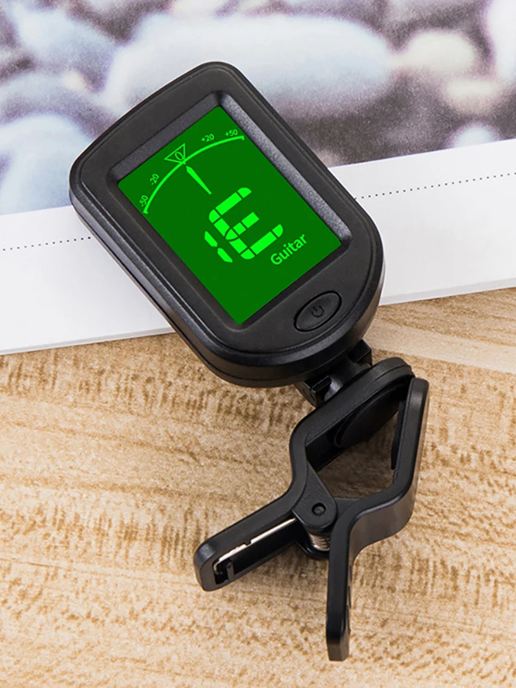 LCD Display Clip-On Tuner Bass Violin Ukulele Tuner Clip On Guitar Tuner for Guitar/Bass/Violin/Ukulele Chromatic Tuning Modes