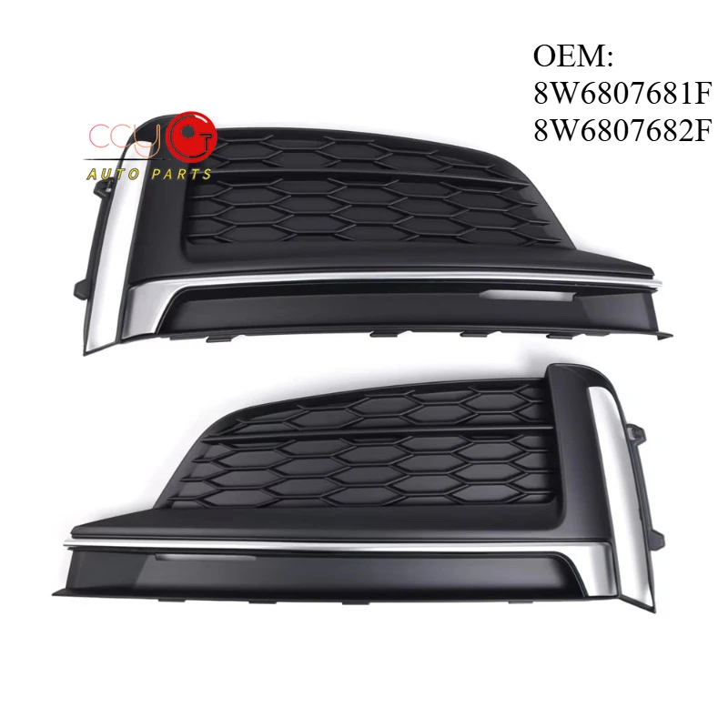

OEM 8W6807681F 8W6807682F 1 пара переднего бампера, противотуманная фара, решетка, черная крышка для Audi A5 S5 Sline S-line 2017 2018 2019 2020