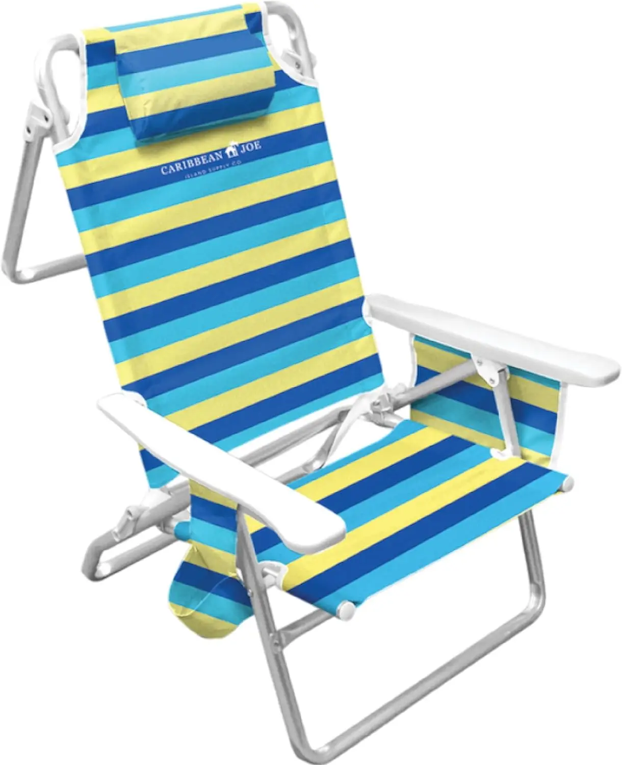 

Lightweight Folding Beach Chair, 5-Position Reclining with Headrest, Shoulder Strap & Cup Holder for Outdoor Camping