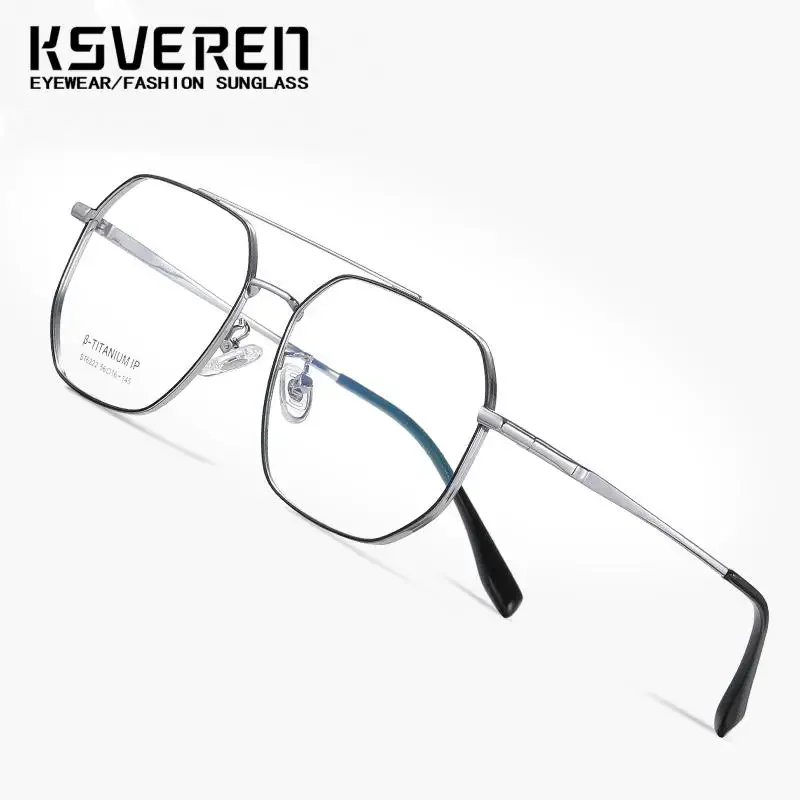 KSVEREN Дизайн Мужские квадратные очки для чтения Оптическая оправа для очков Роскошные очки с двойным мостом по рецепту Модный стиль