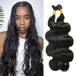 Body Wave No Weft Braids Human Hair Extensions Bulk Human Hair Bundles 16''-26'' Natural Black Virgin Hair Bulk For Braiding