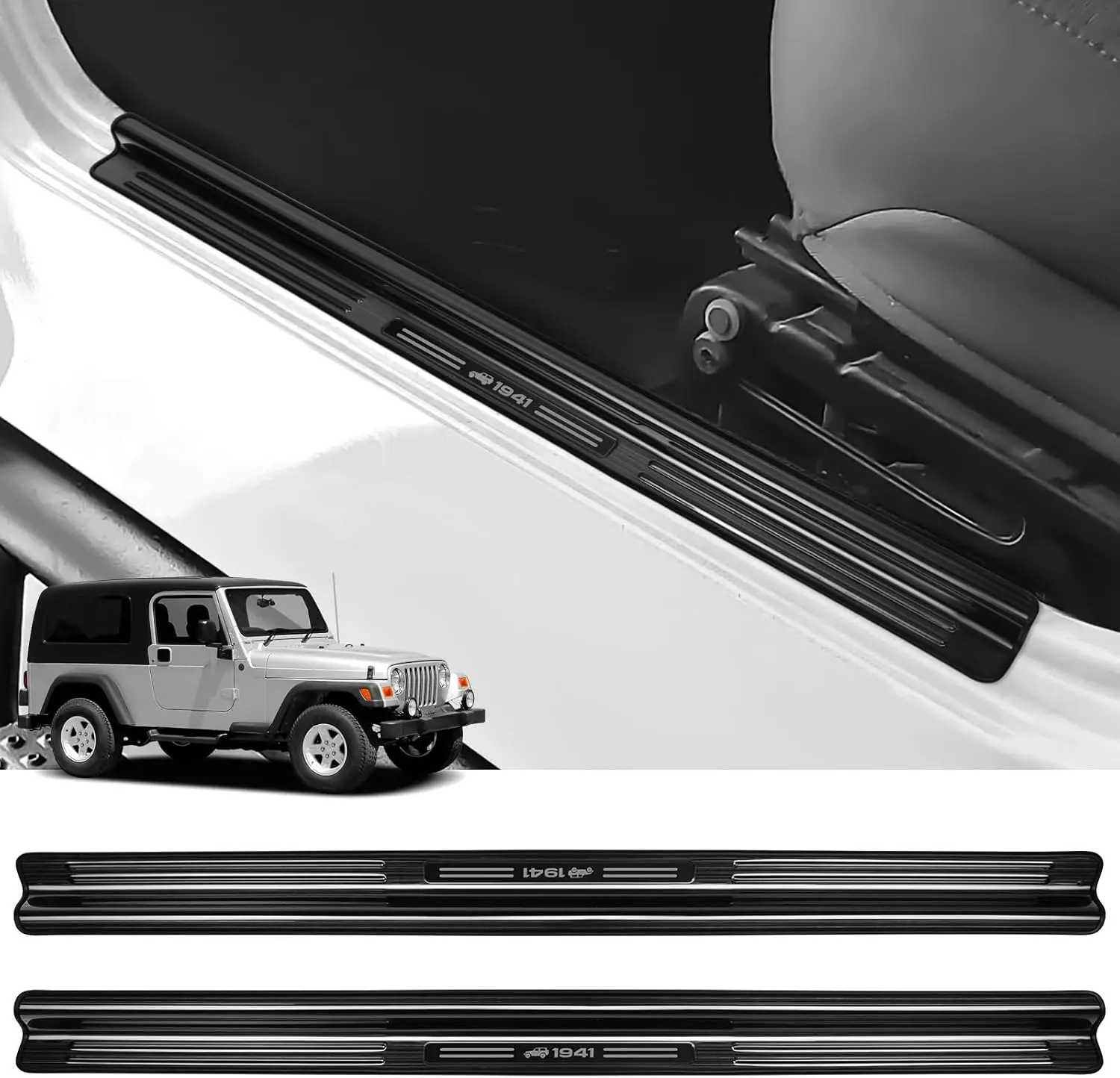 

2 шт. защита порога передней двери для Jeep Wrangler TJ 1997-2006 годов, устойчивая к царапинам защита края двери автомобиля, внутренняя часть из нержавеющей стали