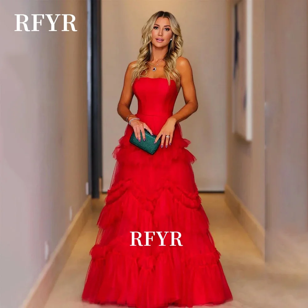 

RFYR красное трапециевидное платье для выпускного вечера, многослойное вечернее платье, торжественное платье для женщин, бальное платье, праздничное платье принцессы по индивидуальному заказу