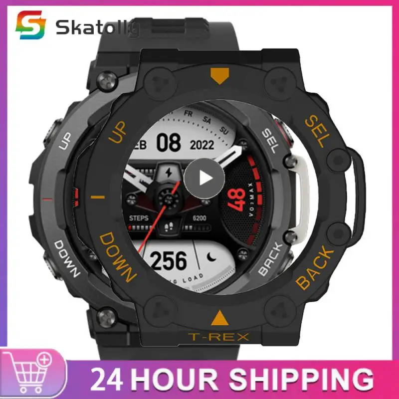 2-in-1 Protective Case + Screen Protector Glass for Amazfit T Rex 2 TRex 2 Smart Watch Bumper Protection Cover Tempered Glass