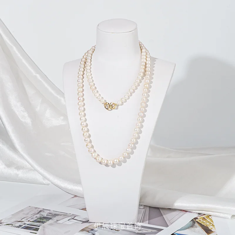 

Ожерелье из натурального пресноводного жемчуга 86 см, одна многофункциональная женская длинная цепочка для свитера