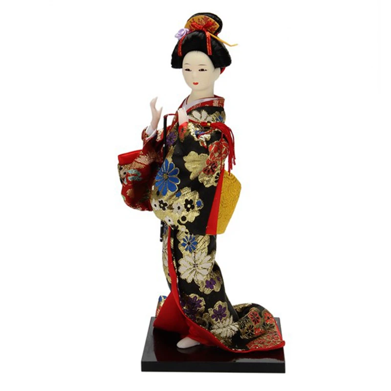 12 Inch Japanese Kimono Geisha Doll Traditional Japanese Geisha Kimono Doll Sculpture With Traditional Vintage Kimono