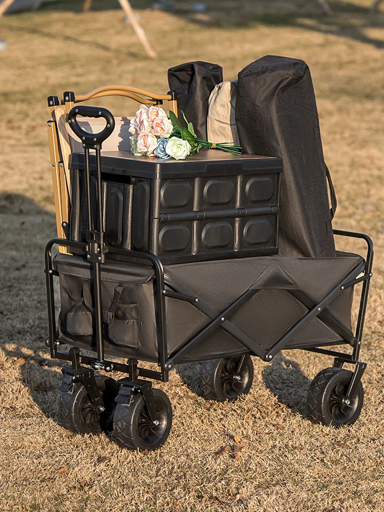 Heavy Duty Large Capacity Folding Wagon Shopping Beach Garden Pull Trolley Collapsible Folding Outdoor Portable Utility Cart