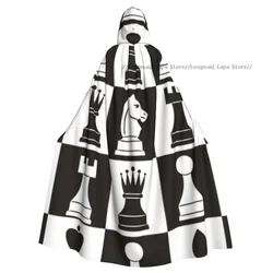 Adult Vampire Cape Hooded Robe Chess Pieces On Board Halloween Cloak Full Length Cosplay