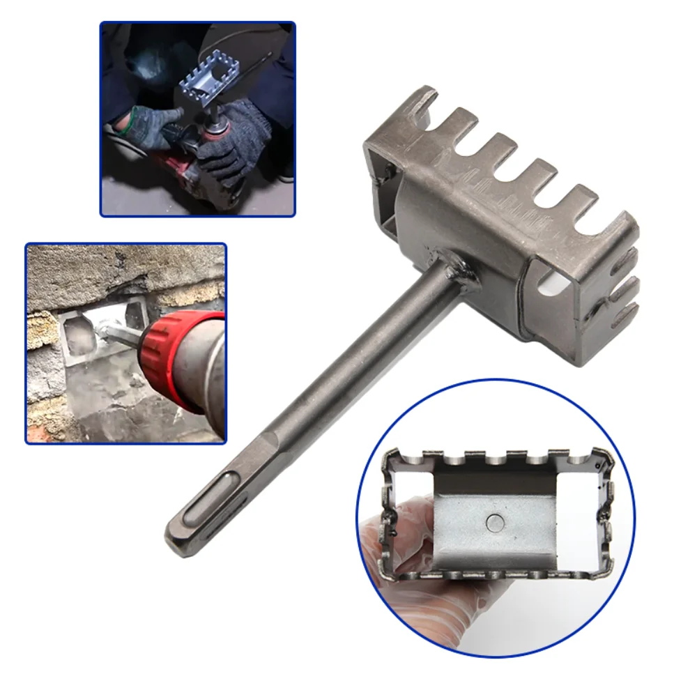 

Portable Square Hole Punch Square Chip Removal Opening Rectangle Slot Tool Square Hole Punch Drill Multi-function