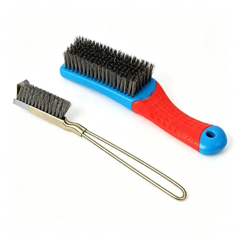 Multi-purpose Wire Brush Soft Silicone Handle Stainless Steel Bristles Paint Removal Polishing Tool for Home Garden Metal Clean
