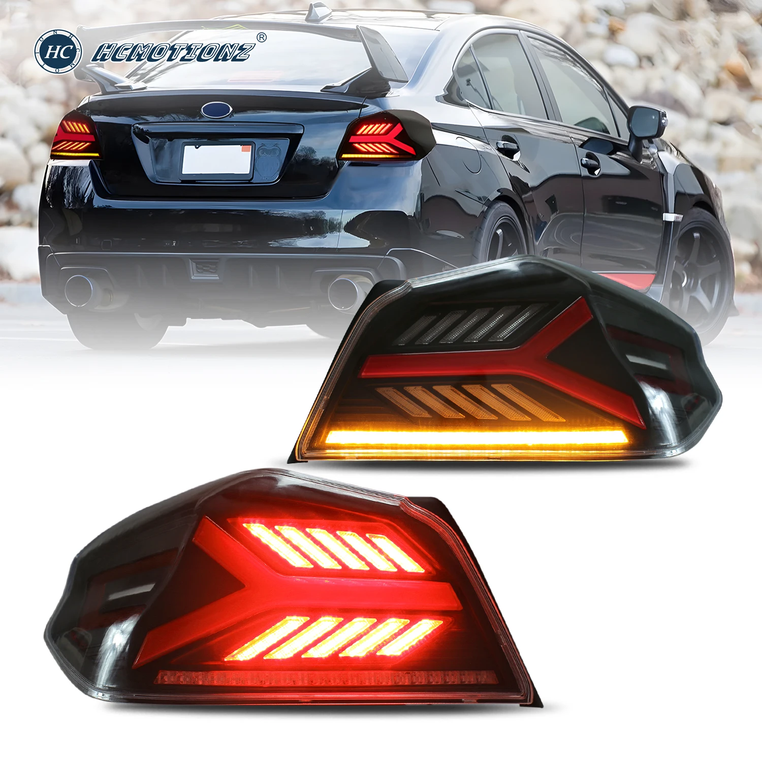 

HCMOTIONZ светодиодные задние фонари для Subaru WRX 2015-2021 STI Start UP анимация DRL задние фонари в сборе подсветка