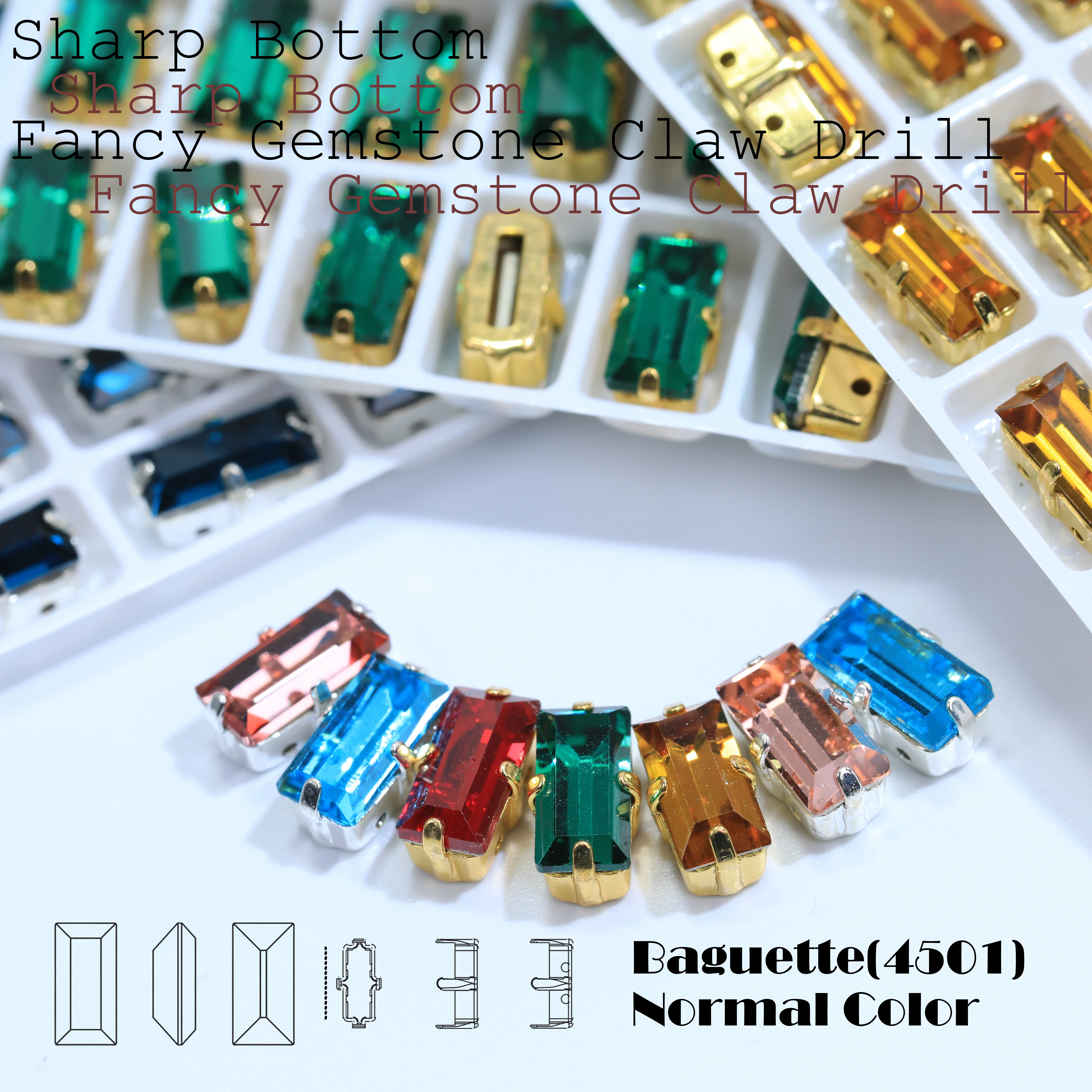 Multicolor Prong Setting Sew‑on Rhinestones K9 Crystal Strass Gold Silver Claw Stones For Wedding Dress Latin Dance Costume DIY