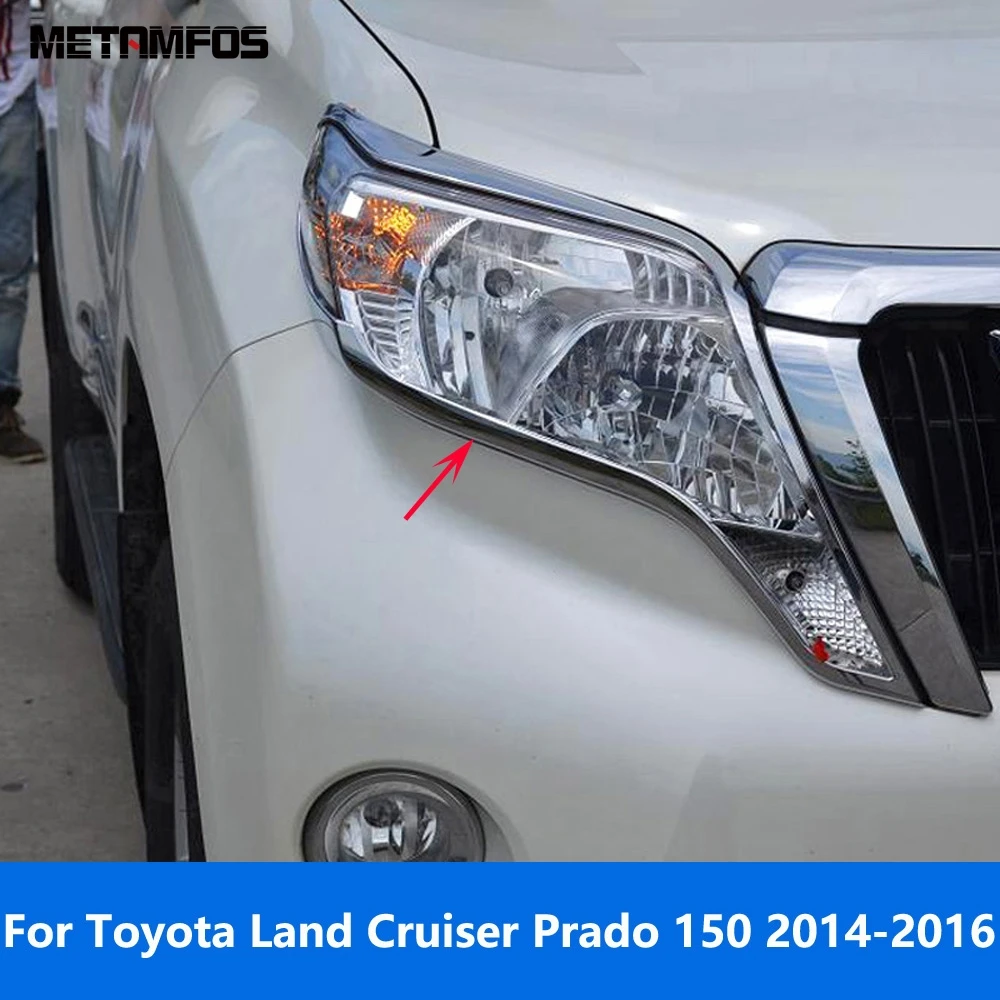 Accessories For Toyota Land Cruiser Prado 150 J150 2014 2015 2016 Chrome Front Head Light Lamp Cover Trim Headlight Protector