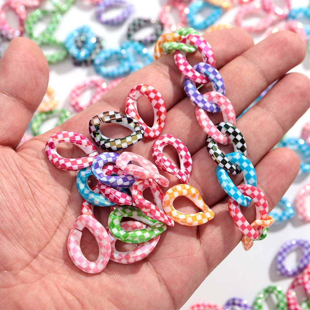 20pcs 17×23mm Multi Color Acrylic Twisted Chains Beads DIY Jewelry Making Supplies for Necklace Earrings Accessories
