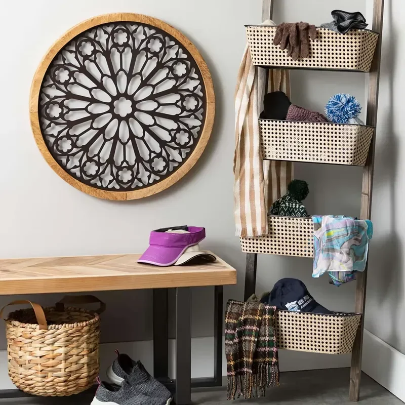 Nordic Hand Woven Bamboo Storage Basket Tulip Flower Shape Design Kids Outdoor Picnic Container Suitable For Daily Home Use