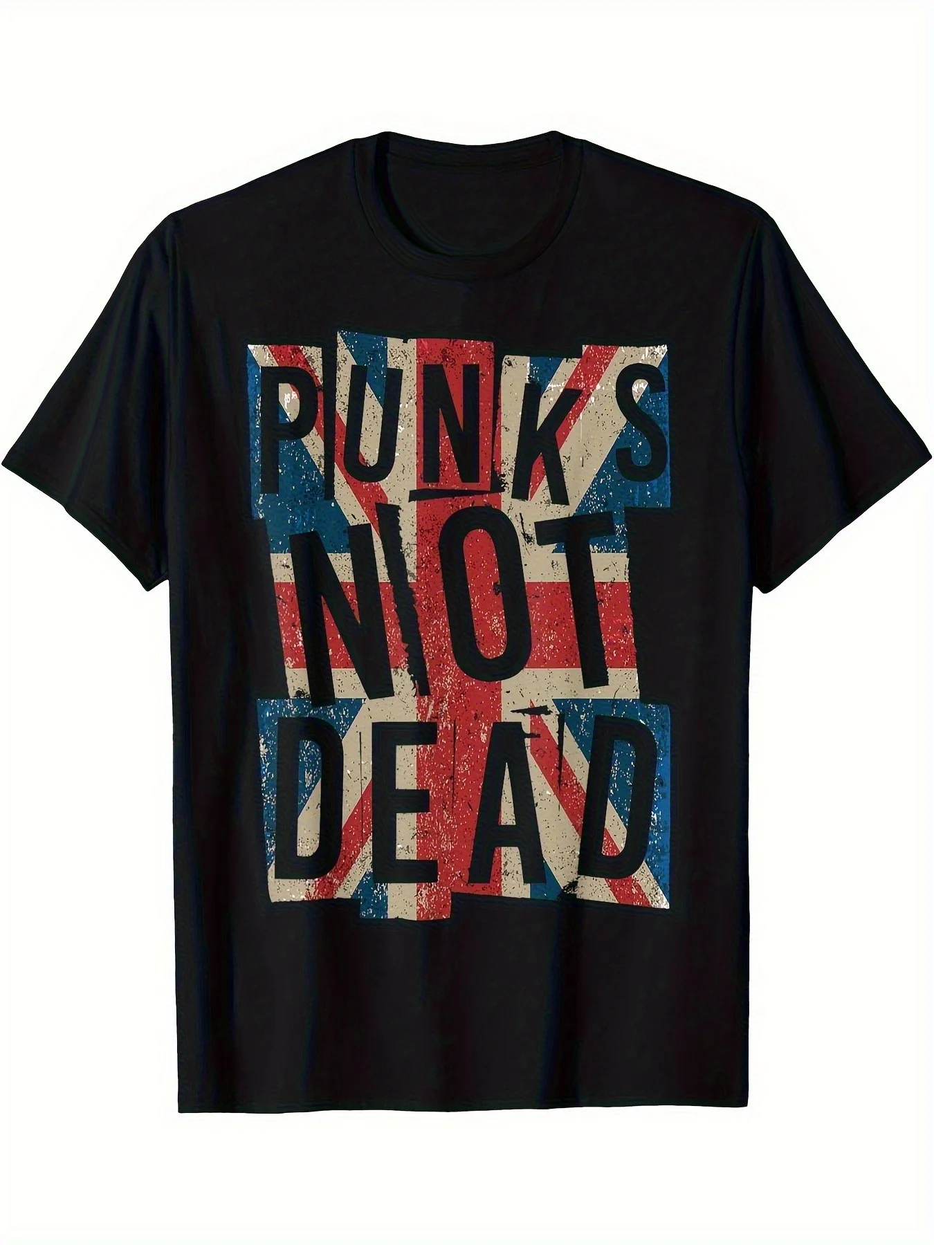 

British Flag T-Shirt - Punk Rock Graphic Tee with Union Jack Heavyweight 100% Cotton Crew Neck Shirt
