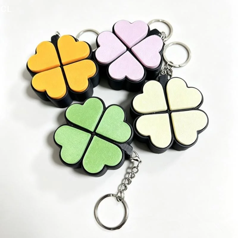 AttireTroveLucky Four-Leaf Clover Keychain Clickable Buttons Stress Relief Toy Backpack Pendant Party Gift For Kids Adults