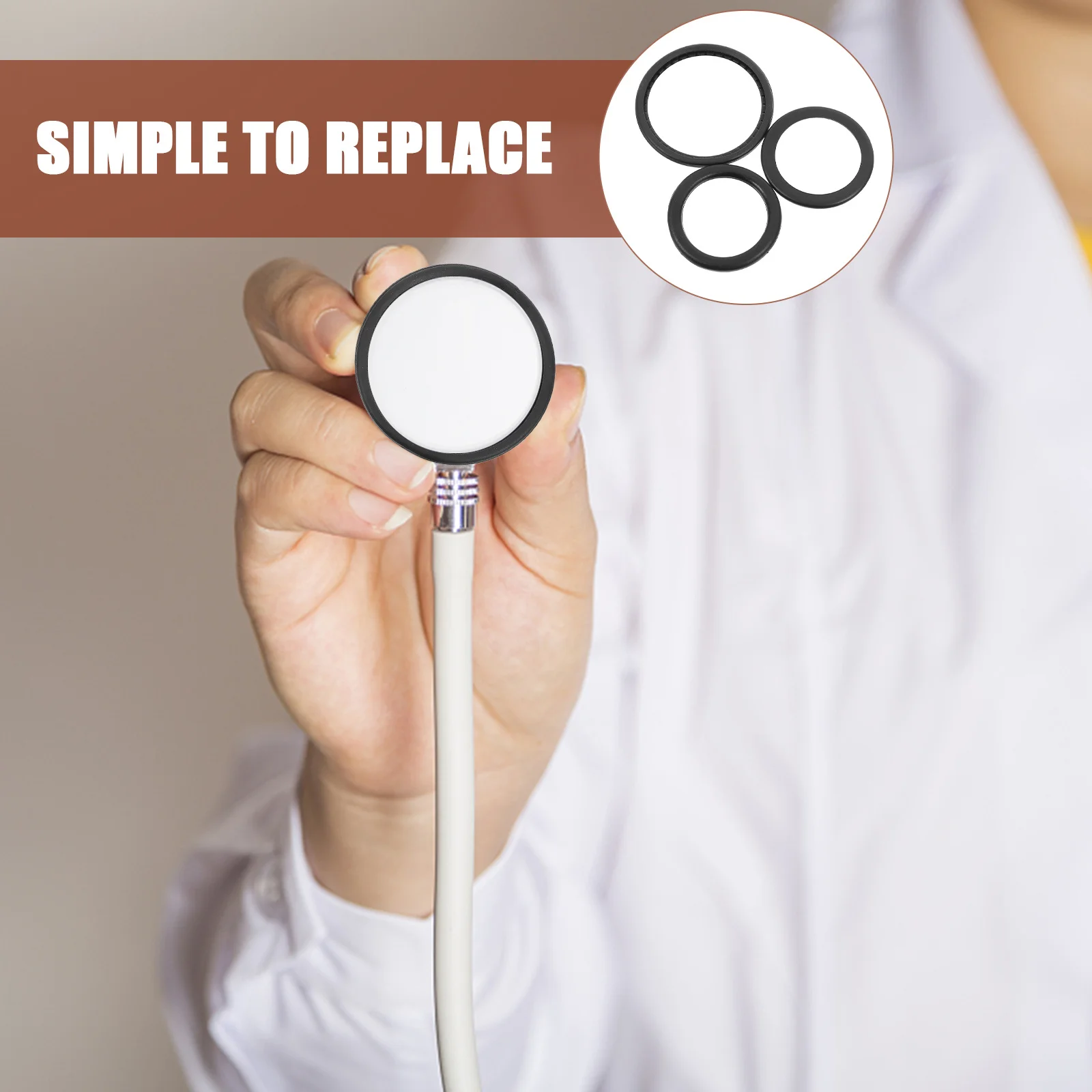 

1 Set Stethoscope Diaphragm Anti-Slip Ring Assembly Replacement Kit With Multiple Size Membranes For Medical Teaching Equipment