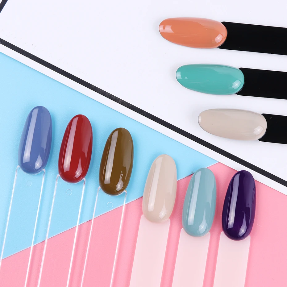 50pcs Tips de Exhibición para Uñas Falsas Transparentes Color Natural Tabla Oval Abanico Swatch de Gel Polish Paleta Práctica Herramientas de Manicura 2