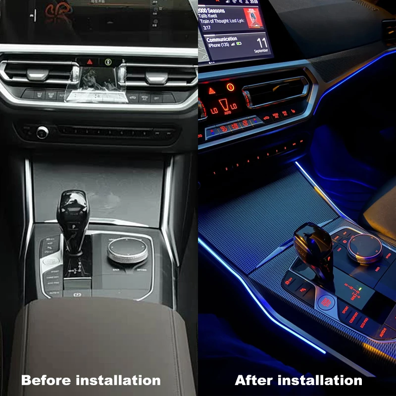 Center Console Saddle Light For BMW 3/4 Series M3 M4 I3 I4 G20 G22 G80 G82 11 Colors Ambient Lighting Interior Decorative Strips